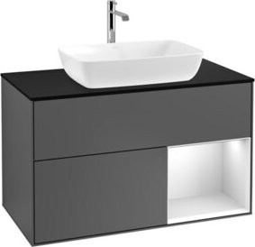 V&B Waschtischunterschrank Finion 100 mit Wandbeleuchtung in Anthrazit, B/T/H: 100 x 50,1 x 50,1 cm - Bild 1