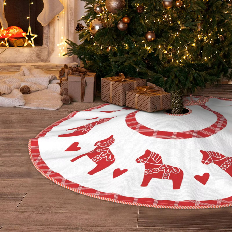 VIKAMA Weihnachtsbaum-Rock mit Dala-Pferd im schwedischen Design für deine Heimdekoration - Bild 3