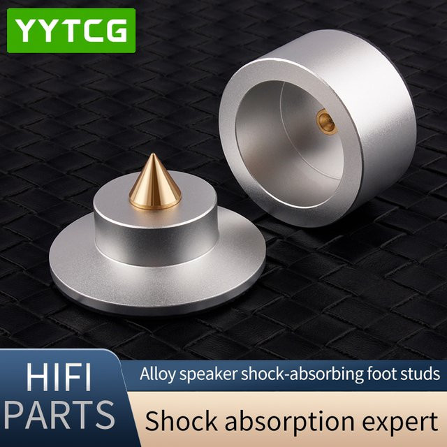 YYTCG Lautsprecher Standfüße aus Aluminiumlegierung in Silber, 4er-Set schockabsorbierende Spikes für Soundboxen - Bild 1