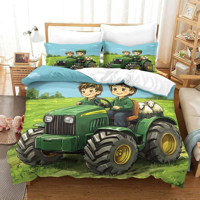 Flylo Bettwäsche-Set mit Traktor-Print aus Mikrofaser, Mehrfarbig, B/H: 100 x 135 cm - Bild 1
