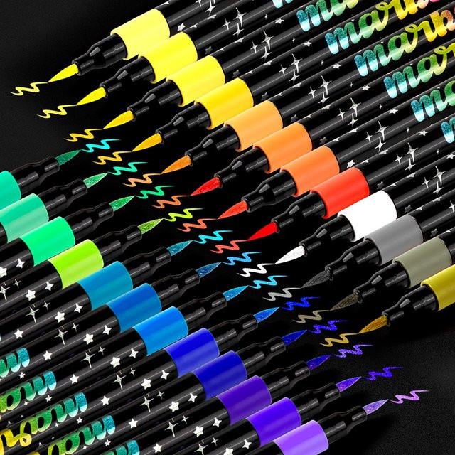 Aixxhh Glitzer-Pinselmarker mit wasserbasierter Tinte in Multicolour für Kunsthandwerk und DIY-Projekte - Bild 1