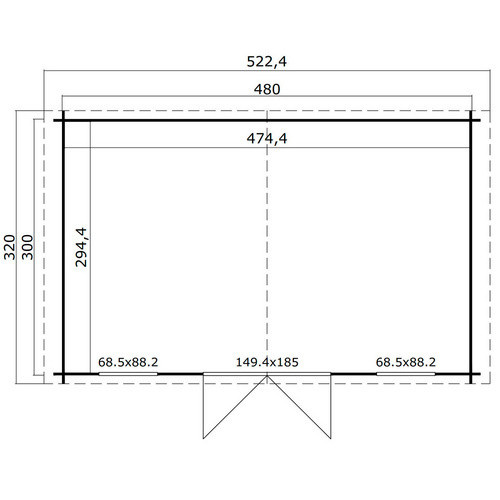 Lasita Gartenhaus Udo in Grau-Grün mit Satteldach, B/T/H: 522,4 x 400 x 256,5 cm - Bild 3