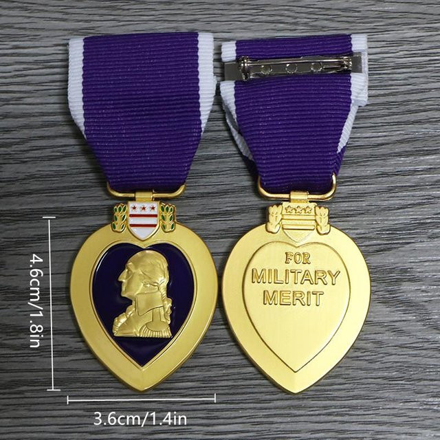 Militär Medaille Pin Abzeichen, Lila Herz, Beige - Bild 1