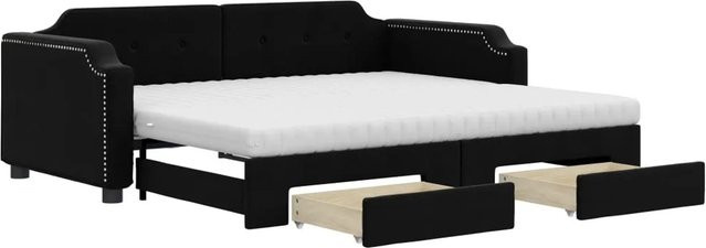 vidaXL Tagesbett ausziehbar mit Schubladen in Schwarz, B/T/H: 200 x 80 x 66,5 cm - Bild 1