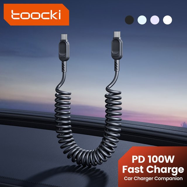 Toocki PD100W USB-C-auf-Typ-C-Kabel mit TPU-Feder-Schnellladefunktion, 1,8 m Länge - Bild 1