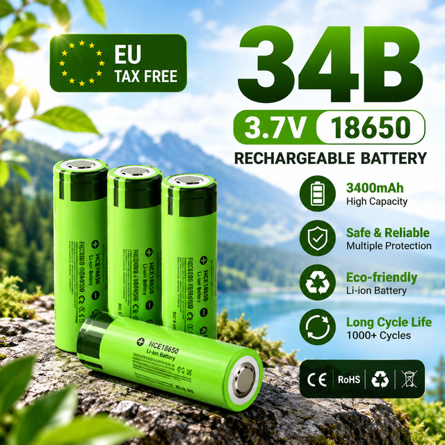 INR18650-34B Lithium-Ionen-Akku 3400 mAh 3,7 V in Grün für Taschenlampen, Spielzeugautos und Elektrowerkzeuge - Bild 1