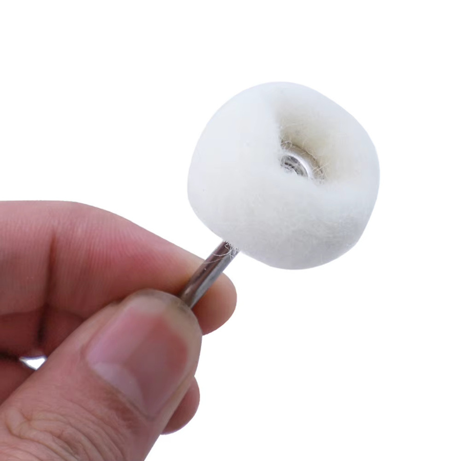 APWIKOGER Wollfilz Schleifscheiben mit 3 mm Schaft und 2,5 cm Durchmesser für Dremel und Bohrmaschinen, 1–10 Stück - Bild 4