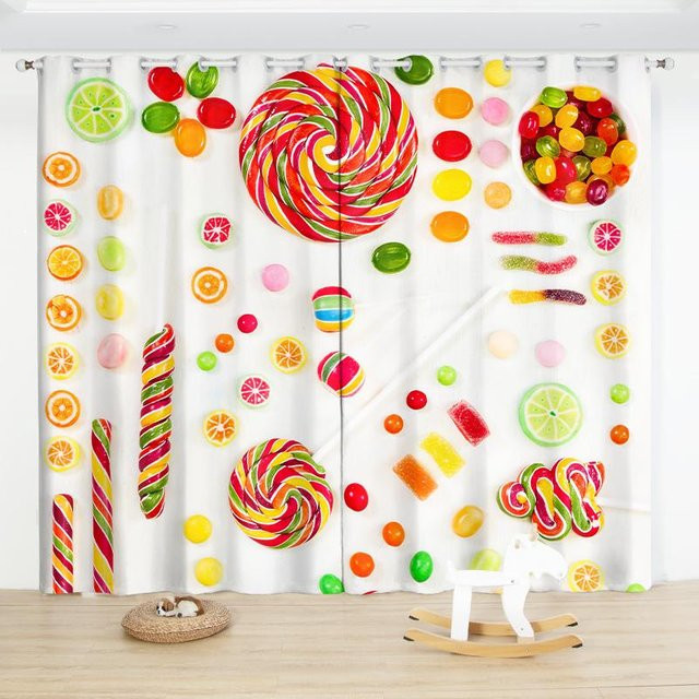 2er-Set Yiran Furniture Dessert Lutscher Vorhang in Rosa und Mehrfarbig, halbtransparent, B/H: 60 x 50 cm - Bild 1