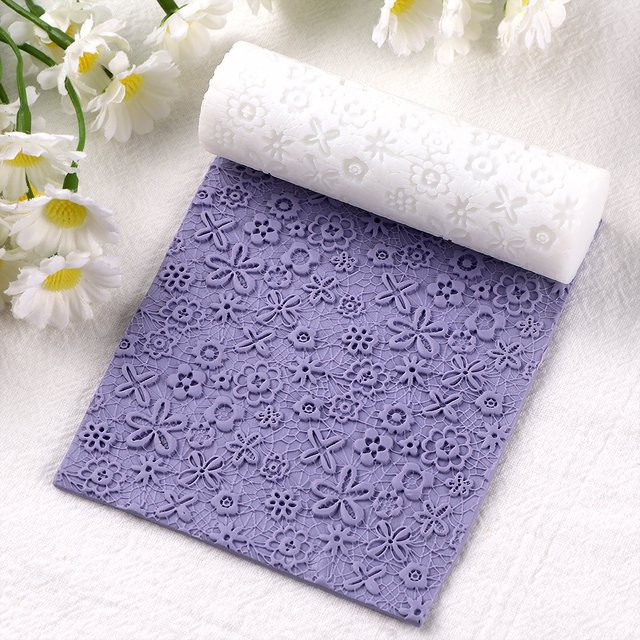 Präzisions-Textur-Roller mit kreisförmiger Wellenpunktstruktur für Polymer-Ton und Schmuckherstellung, Weiß, Kunststoff - Bild 1