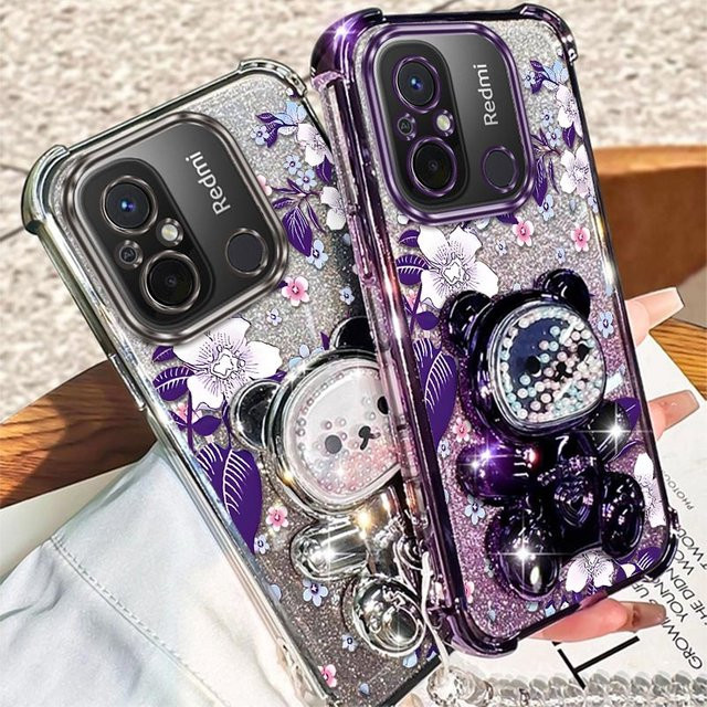 Xiaomi Handyhülle mit Blumenmuster und Lanyard sowie Ständer in Lila für verschiedene Redmi Modelle - Bild 1