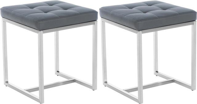DELUKE 2er Set Sitzhocker VELAN aus Kunstleder in Grau, B/T/H: 40 x 40 x 48 cm - Bild 1
