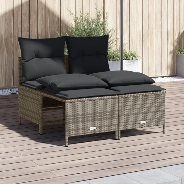 vidaXL 4-teilige Garten-Sitzgruppe aus PE-Rattan in Grau mit UV-beständigen Kissen und pulverbeschichtetem Stahlgestell - Bild 2