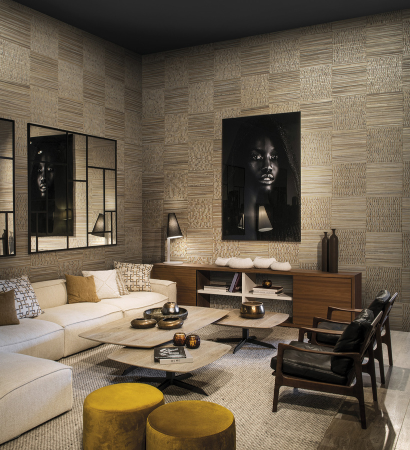 Omexco Tapete Seraya 24 SRA2403 in Beige mit abstraktem Design und modernem Satin-Matt-Finish aus Vlies - Bild 1