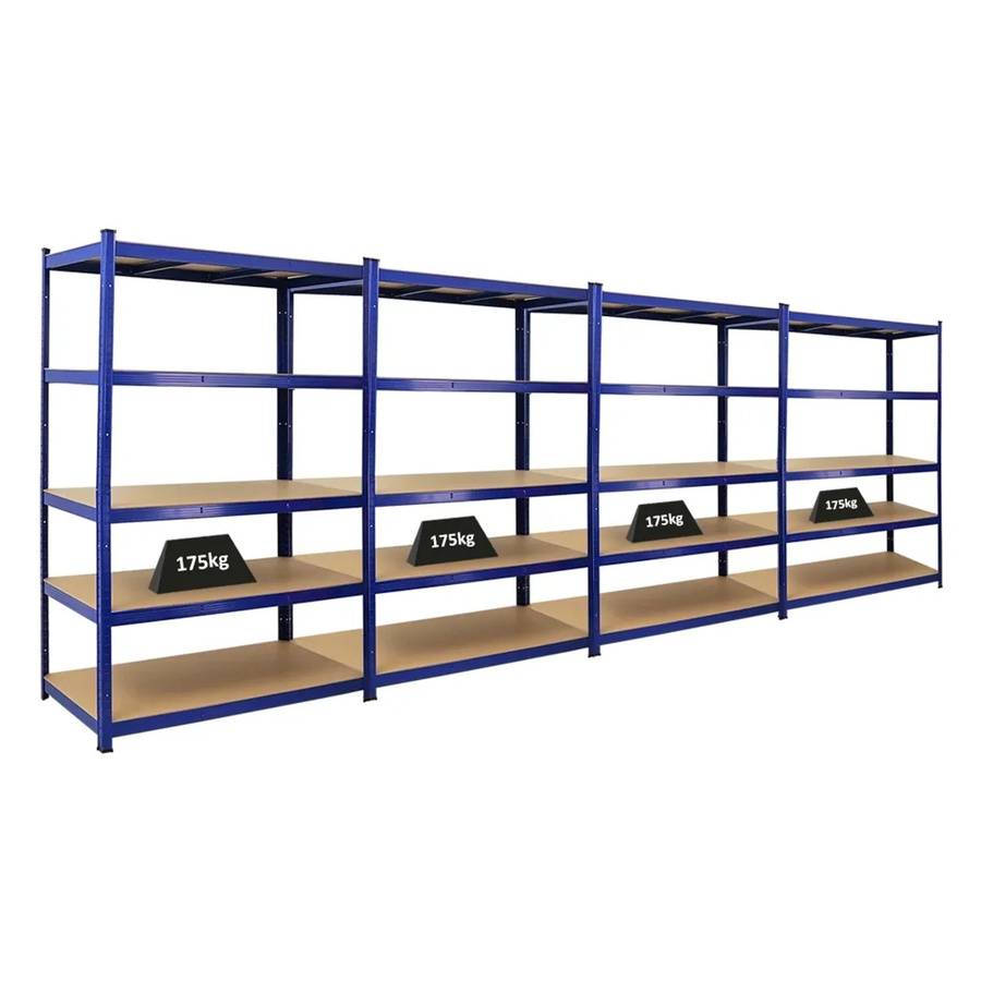 PROREGAL Taurus Schwerlastregal Set 4er Pack Blau, H x B x T: 180 x 120 x 60 cm, mit verstellbaren Fachböden aus MDF und Metall - Bild 2