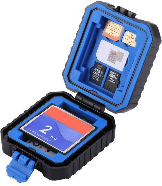 PULUZ Speicherkartenleser USB SD CF TF-Leser mit OTG-Funktion und wasserdichter Aufbewahrungsbox in Blau - Bild 1