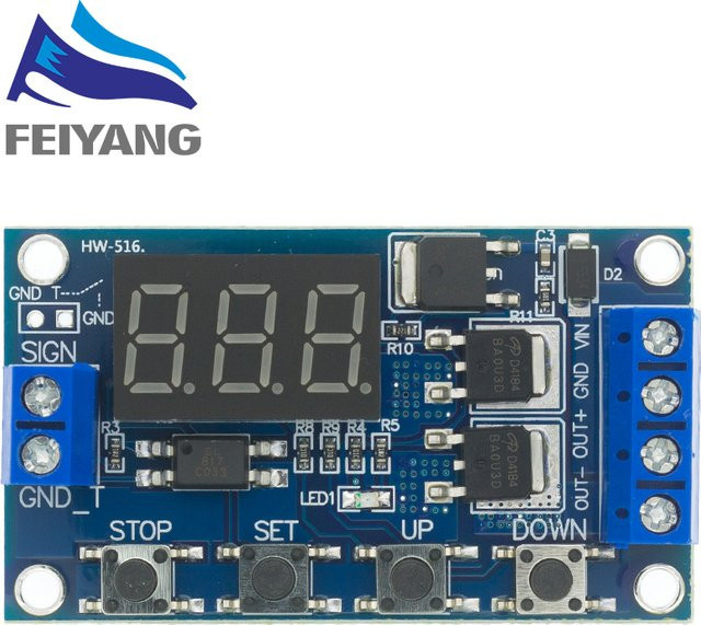 SAMIROB Digitales LED Zeitverzögerungsrelais Modul mit Dual MOS Rohr für DC 12V 24V in Blau - Bild 1