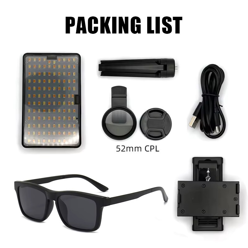 YUELONG CPL Handy Objektiv mit 52mm Polarisierendem Filter und 120 LED Perlen in Schwarz - Bild 2