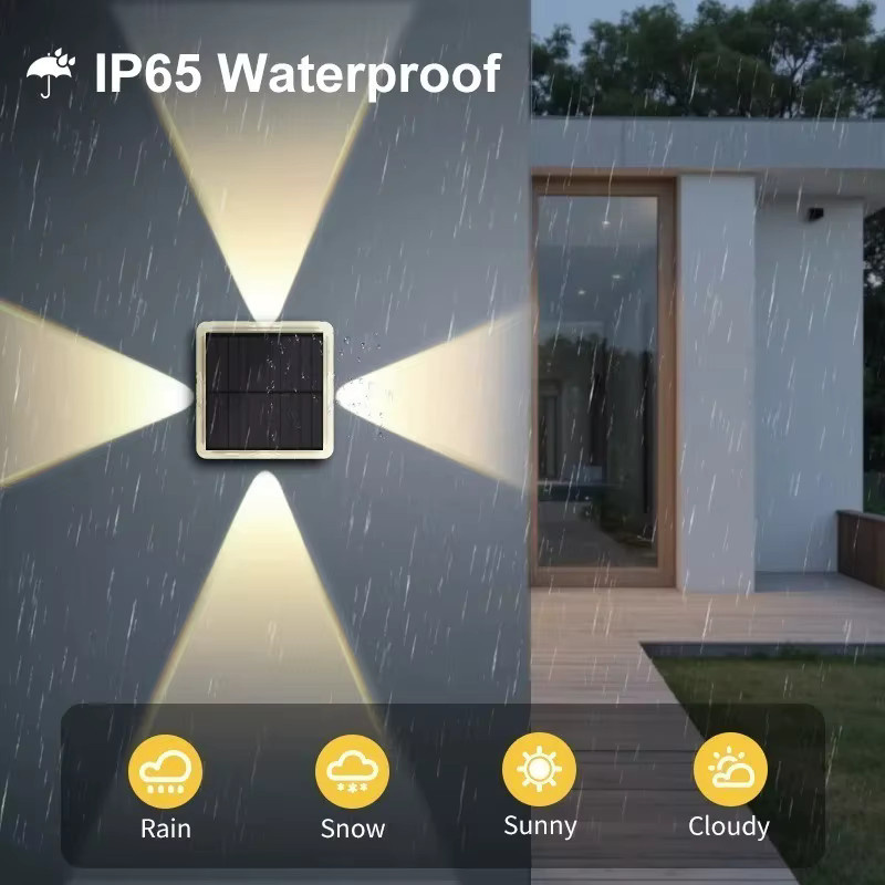 VENUSWING Solar-Wandleuchte RGB Mehrfarbig Schwarz IP65 Wasserdicht mit Up-Down Lichteffekt für Garten und Wege - Bild 3