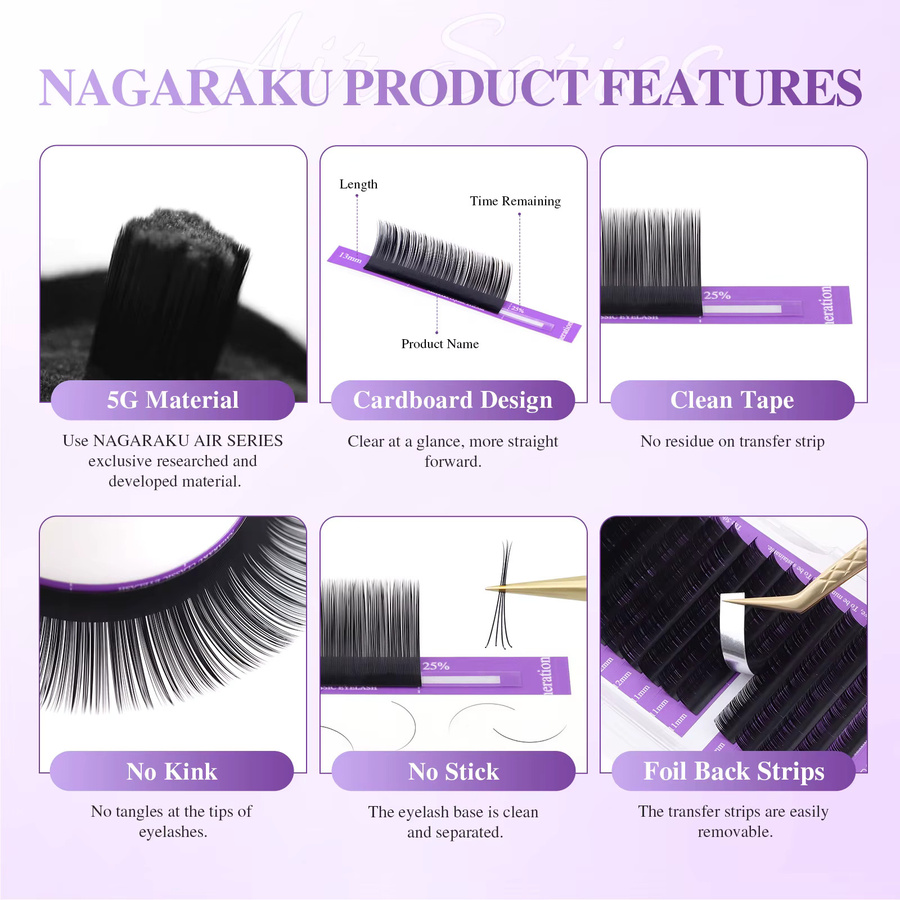 NAGARAKU Air Series Classic Wimpernverlängerung, Mattschwarz, Matt - Bild 4
