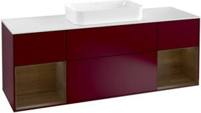 Villeroy & Boch Waschtischunterschrank Finion mit Abdeckplatte, Farbe: Weiß und Walnut Veneer, B: 160 cm, T: 50,1 cm - Bild 1