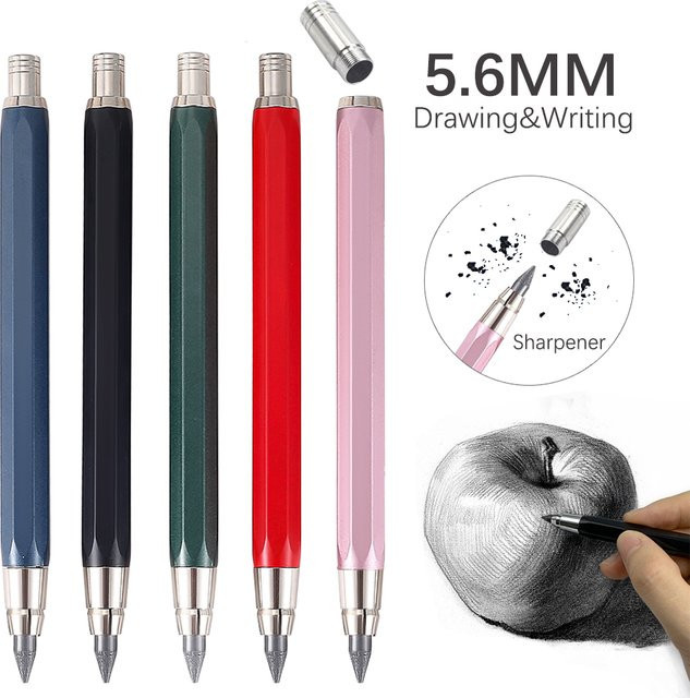 JOMPENS Metall-Druckbleistift mit 5,6 mm Mine in Grün für professionelle Skizzenzeichnungen und Holzbearbeitung - Bild 1