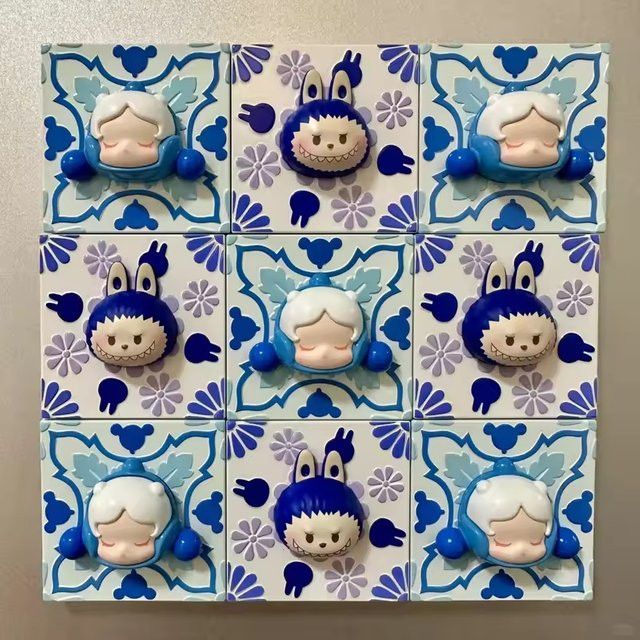 Pop Mart Macau Limited Edition Skullpanda Labubu Classic Tile Series Mini-Kühlschrankmagnet-Hängekarte Multicolor - Bild 1