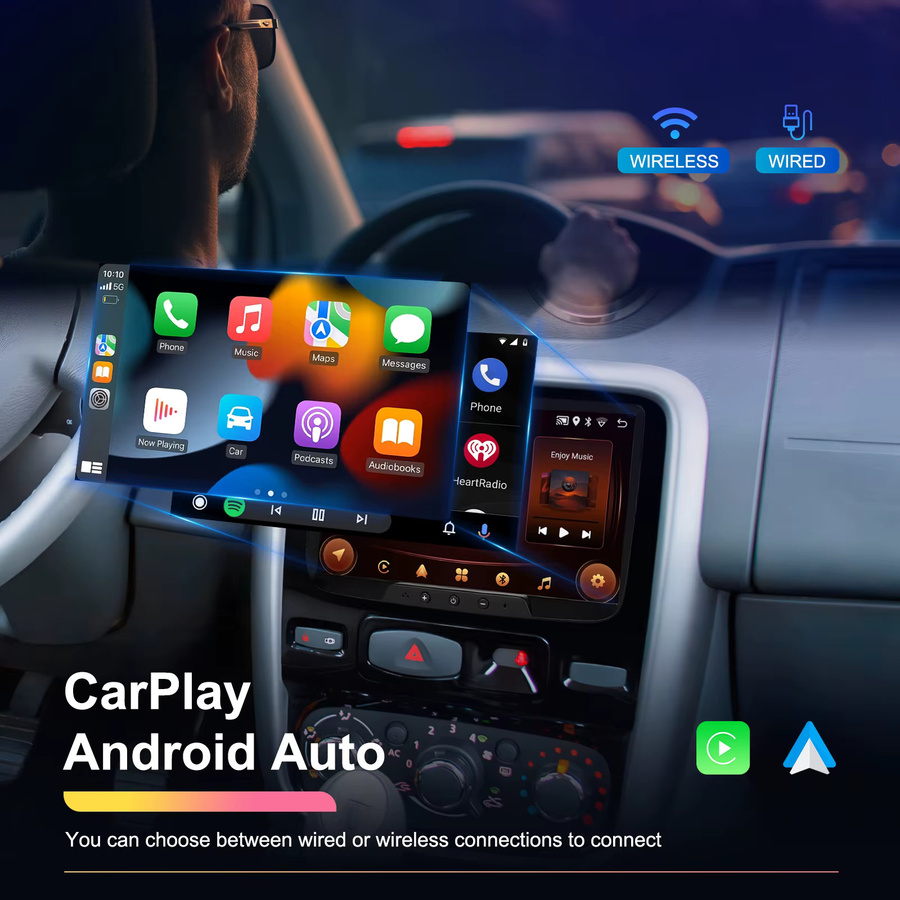Podofo 8-Zoll Carplay Android Autoradio für Renault mit GPS-Navigation und RDS-Multimedia in Schwarz - Bild 3