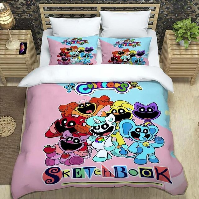 Bettwäscheset mit Anime-Motiv Catnap und Dogday, mehrfarbiges Kinderbettwäsche-Set aus Mikrofaser bestehend aus Bettbezug und Kissenbezug, Breite: 140 cm, Länge: 210 cm - Bild 1