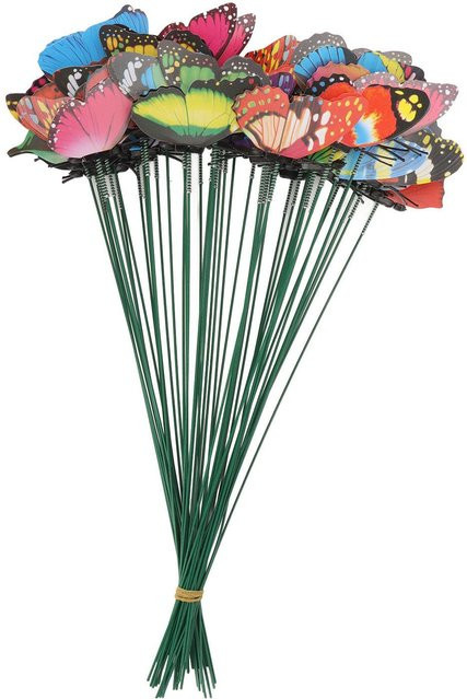 50 Stück Schmetterling Dekoration Stakes aus PVC in Bunt und Grau für Innenräume - Bild 1