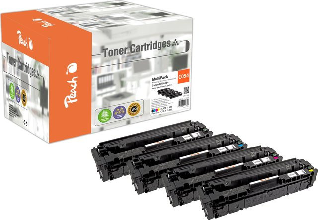 Peach Toner-Kartuschen Set für Canon CRG-054, wiederaufbereitet, Farben: Schwarz, Cyan, Magenta, Gelb, kompatibel mit Canon iSENSYS LBP-620 - Bild 1