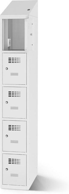 rotstahl Fächerschrank mit Ladefunktion und 5 Fächern in Hellgrau, B: 40 cm, H: 200 cm - Bild 1