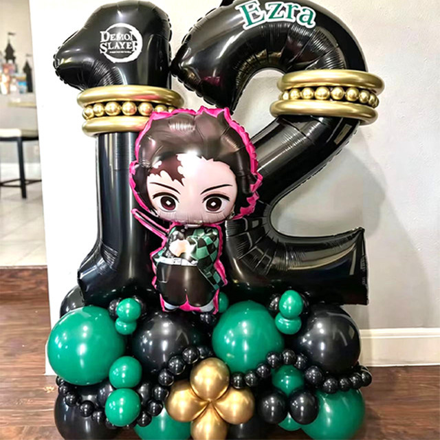 Bandai Dämonentöter Themenballons-Set in Schwarz für Geburtstage, Cosplay und Anime-Conventions - Bild 1