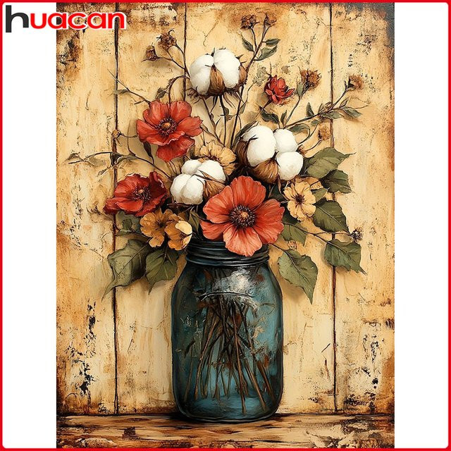 Huacan Diamantmalerei Blumenvase als Diamantmosaik Set, Multicolour, B/H: 20 x 30 cm - Bild 1
