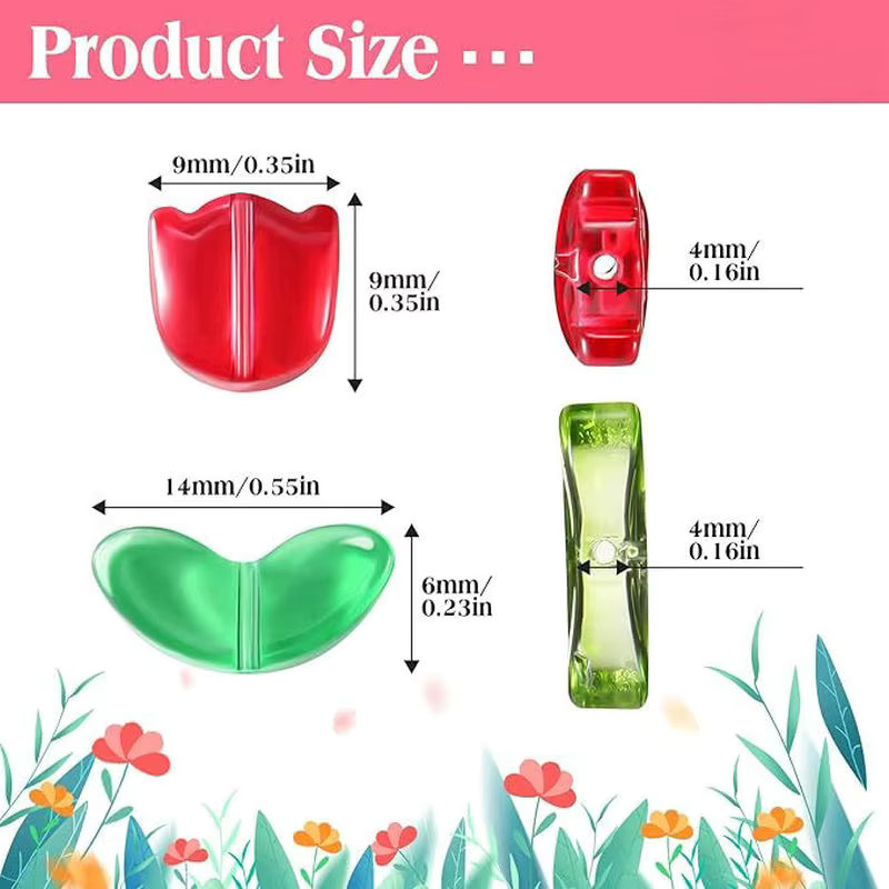 QIAO Glas-Tulpen-Blumenperlen, Kristallperlen, 20 Stück - Bild 2