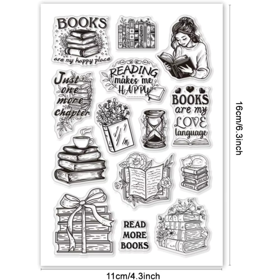 Transparenter Gummistempel mit Buch-Motiv für die Kartenherstellung und Bastelarbeiten - Bild 2