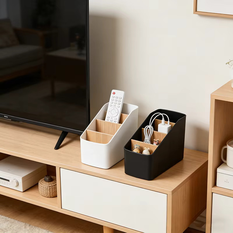 Mehrzweck Desktop-Fernbedienungsorganizer aus Kunststoff in Weiß für Wohnzimmer, Schlafzimmer und Büro - Bild 2