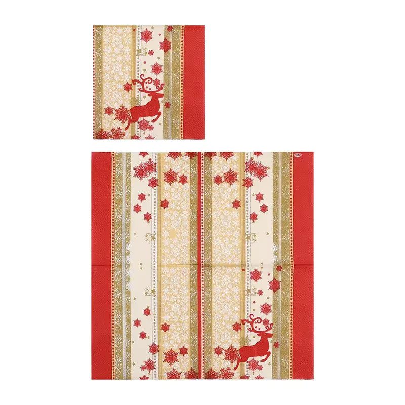 GUANYAO Weihnachtsservietten mit Elchdruck in Rotgold, 20 Stück quadratische Papier-Servietten, 33 cm - Bild 2