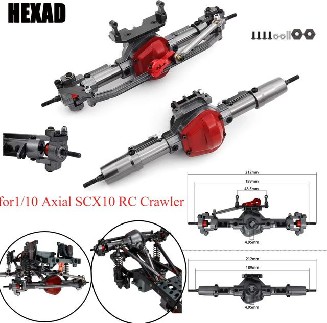 Axial RC Crawler Upgrade Teile, CNC Metall, Vorder- und Hinterachse mit Adapter Servoarm - Bild 1