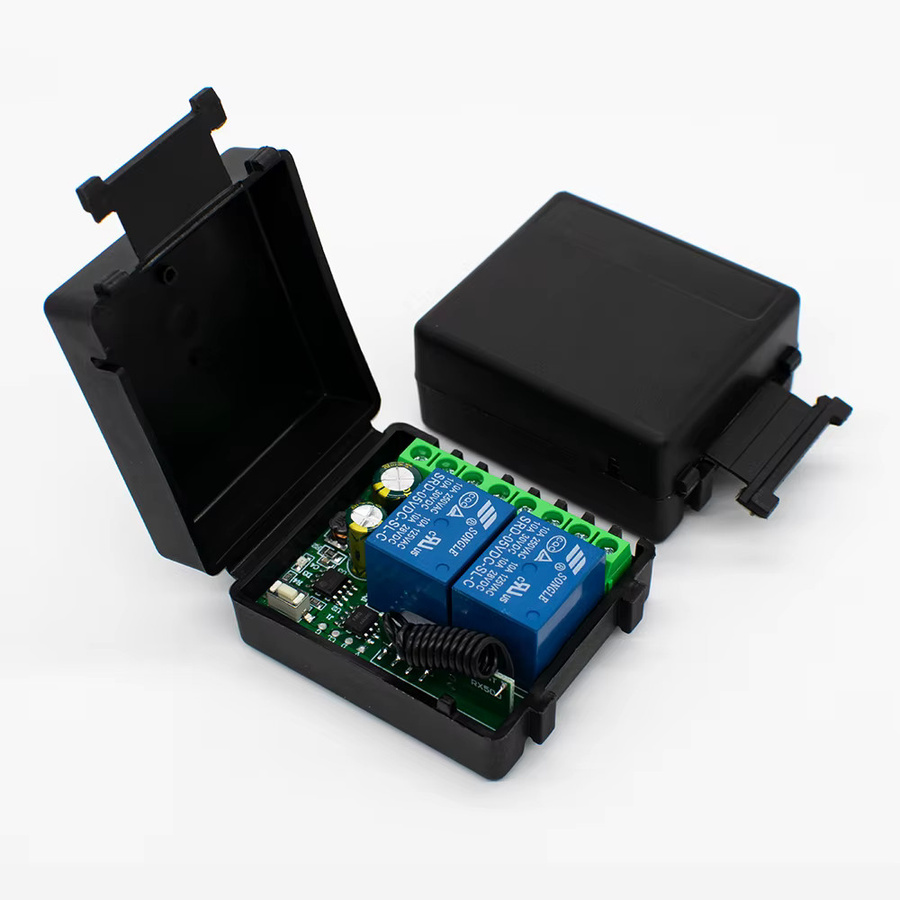 Scimagic-RC Drahtlose 433MHz Fernbedienung mit 2CH 10A Relais Empfänger für DC 12V 24V Motor Controller und elektromagnetische Schlösser in Schwarz - Bild 6