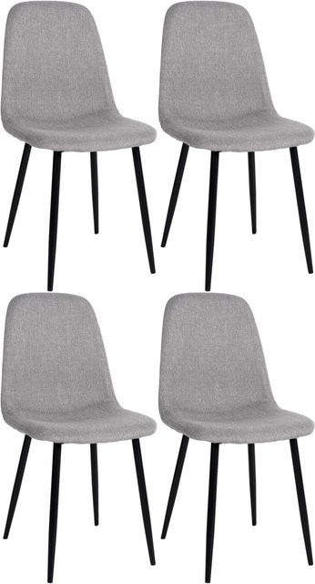 DELUKE Esszimmerstühle MOVI 4er Set Hellgrau aus Stoff und Metall, H x B x T: 88 x 44 x 51 cm - Bild 1
