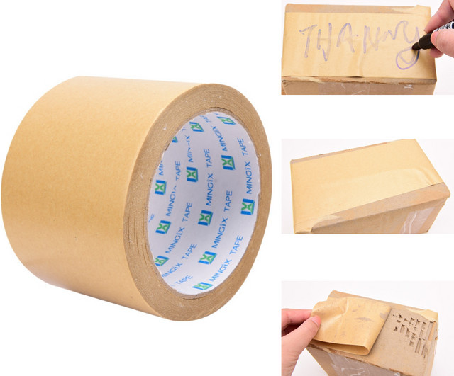Biologisch abbaubares Kraftpapier Band in Braun, beschreibbare und recycelbare Verpackungsrolle zum Maskieren - Bild 1