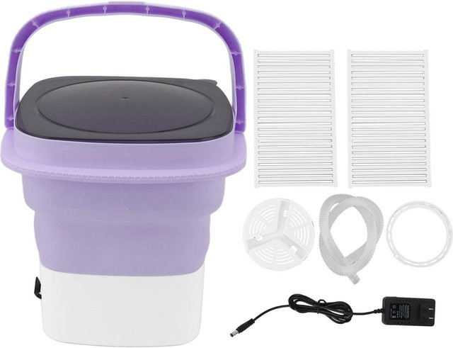 Tragbare Mini Waschmaschine OutsideWorld Faltbarer Wäscheeimer Geräuschlos Toploader in Violett - Bild 1