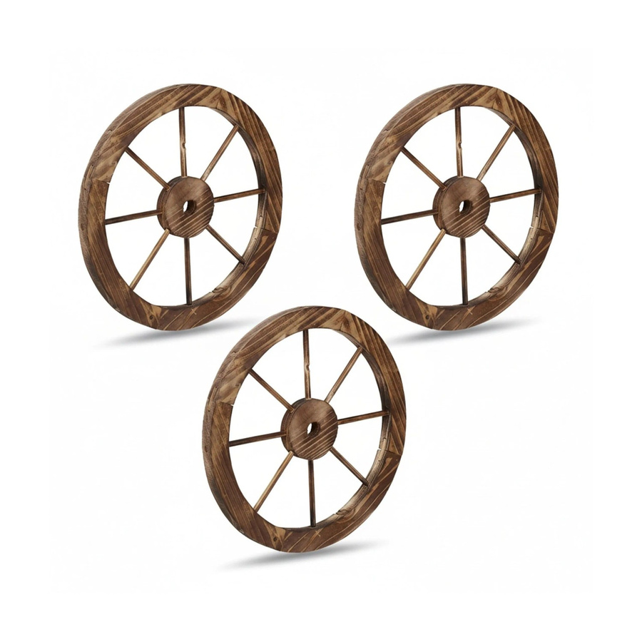 Relaxdays 3er Set Wagenräder aus Holz in Braun Geflammt, Durchmesser: 40 cm, Breite: 2,5 cm - Bild 2