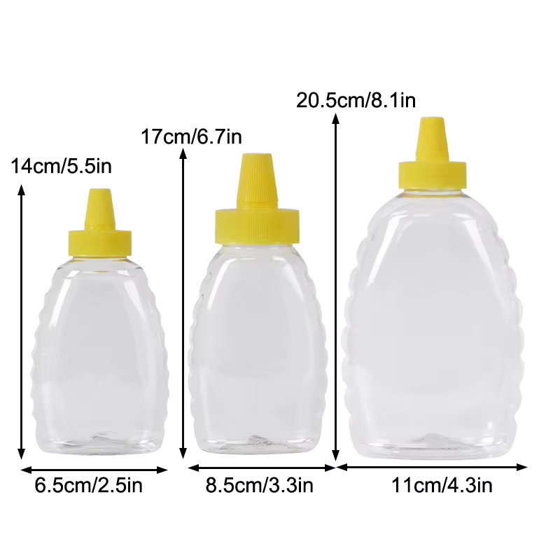WHPHous Transparente Squeeze-Honigflasche aus Kunststoff mit Schraubdeckel zum Aufbewahren und Dosieren von Honig - Bild 3