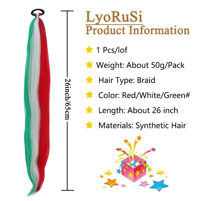 AOOSOO HAIR Synthetischer Pferdeschwanz, 26 Zoll, geflochten, Farbverlauf - Bild 1