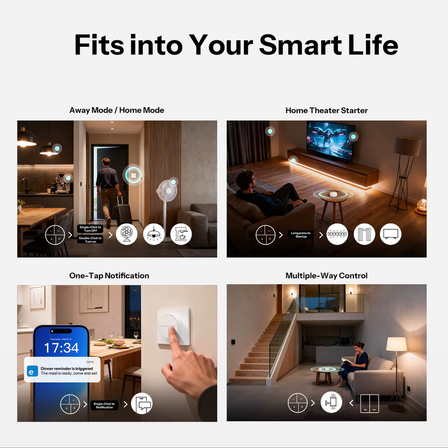 SONOFF Orb 4-in-1 Fusion Series SNZB-01M Zigbee Smart Scene Button in Weiß mit Dual Protocol für Zigbee und eWeLink zur Ein-Touch-Szenenauslösung - Bild 3