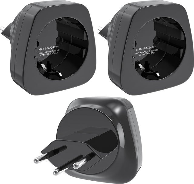 HITRENDS Reiseadapter Schuko auf Typ J Schweiz Schwarz 2/3er Set - Bild 1