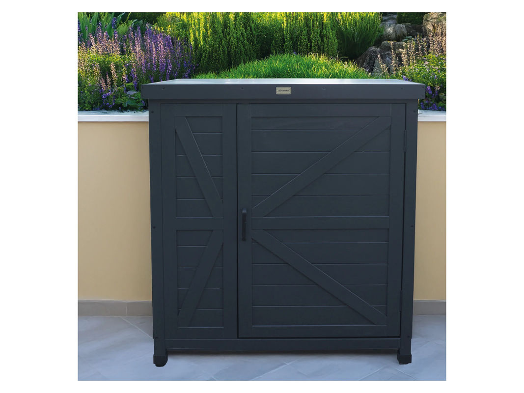 HABAU Gartenschrank Logan aus Metall in Anthrazit Grau mit Regalböden - Bild 2