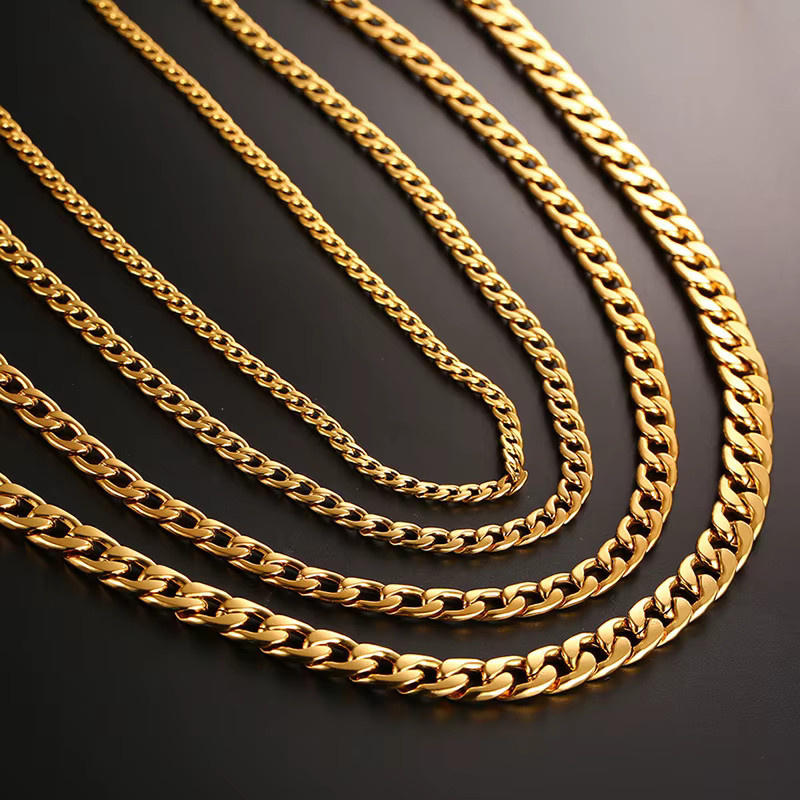 Vnox Halskette Cuban Link, Edelstahl, Schwarz Gold Farbe, Herren - Bild 2