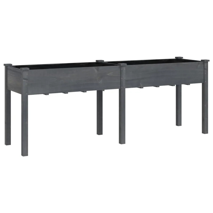 vidaXL Pflanzkübel mit Einsatz aus Tannenholz in Grau, B/T/H: 203 x 53 x 76 cm - Bild 2